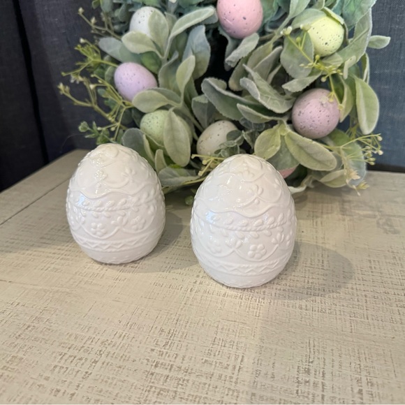 Easter wreath custom designed purple green wooden new bundle ceramic eggs coral - Picture 3 of 6